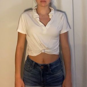 cropped white collar shirt